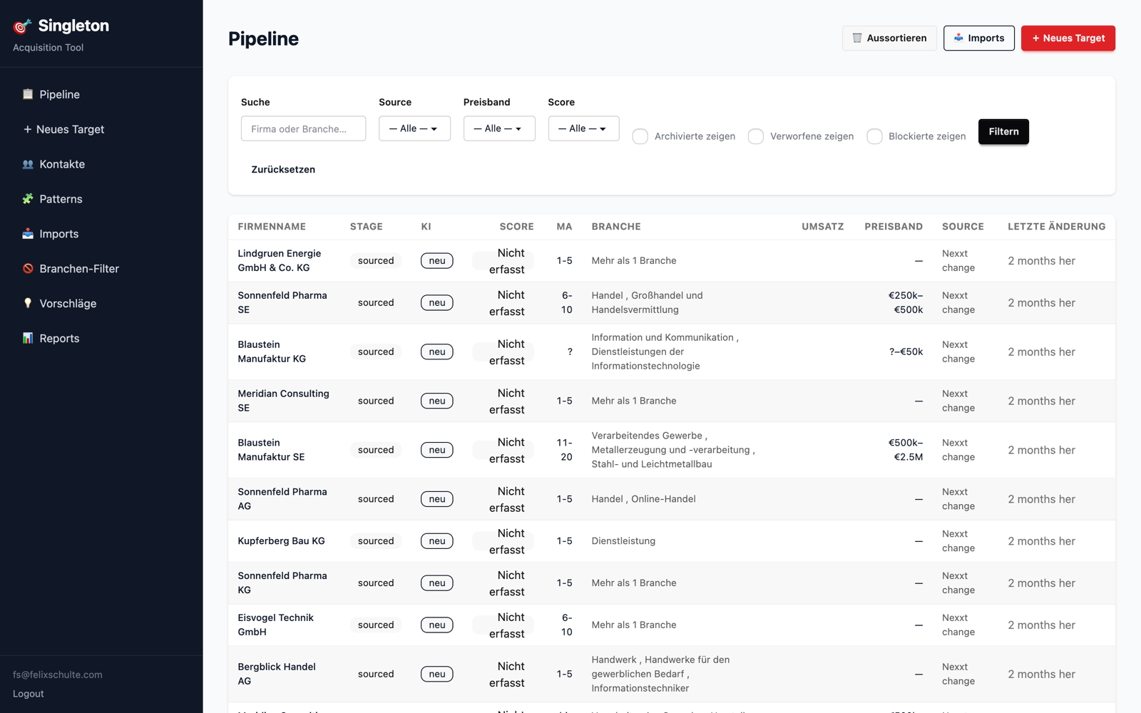 Singleton acquisition pipeline
